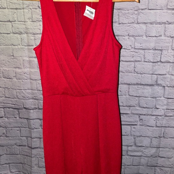 Charlotte Russe Pants - Charlotte Russe Red V-Neck Jumpsuit